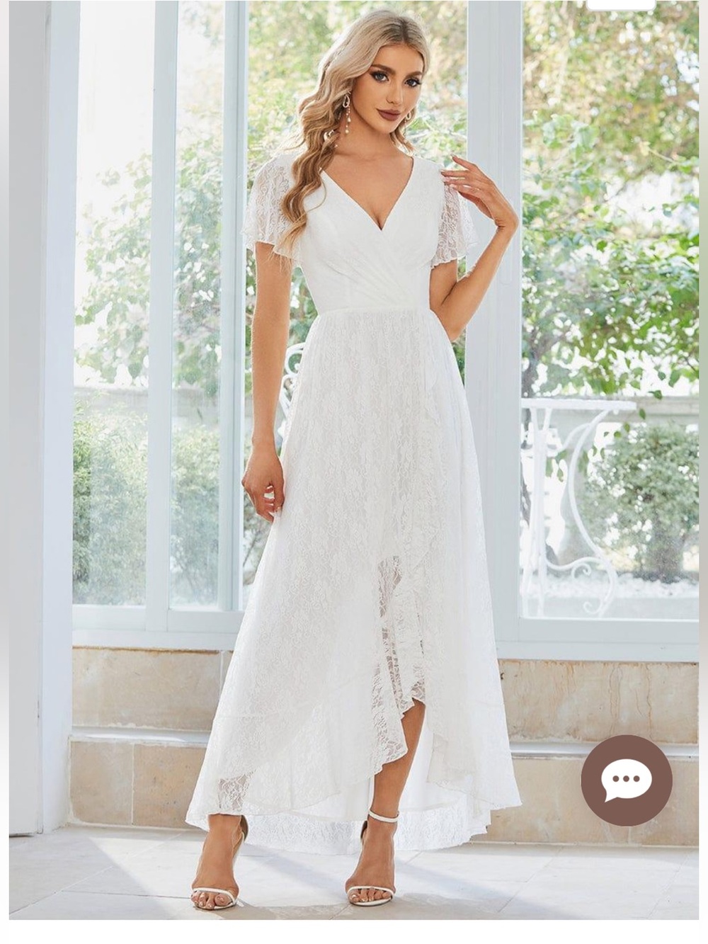 V-Neck Short Sleeve Laced Dress - Picture 7 of 7